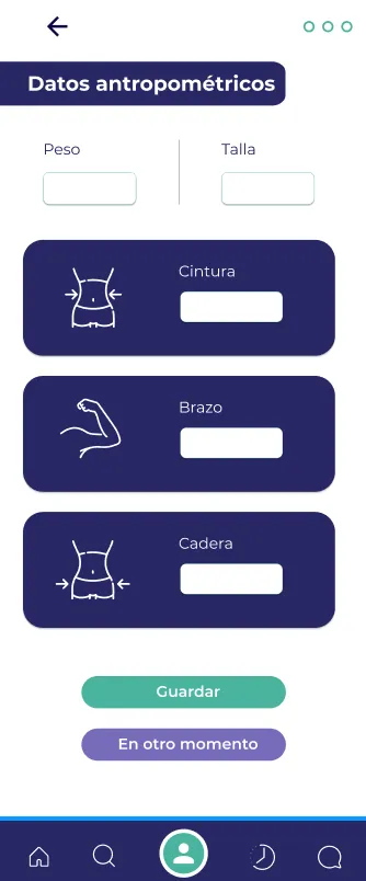 Captura de datos antropométricos dentro del expediente del paciente.