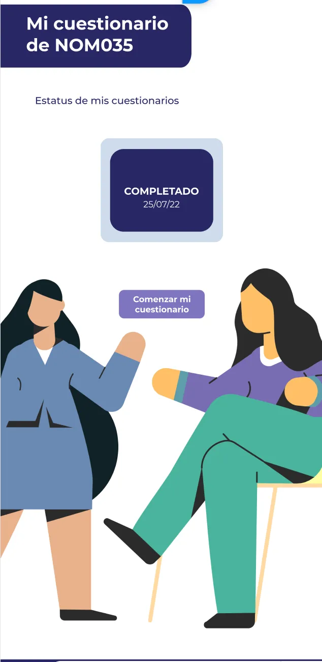 Cuestionario de cumplimiento de la NOM-035 resuelto por un colaborador.