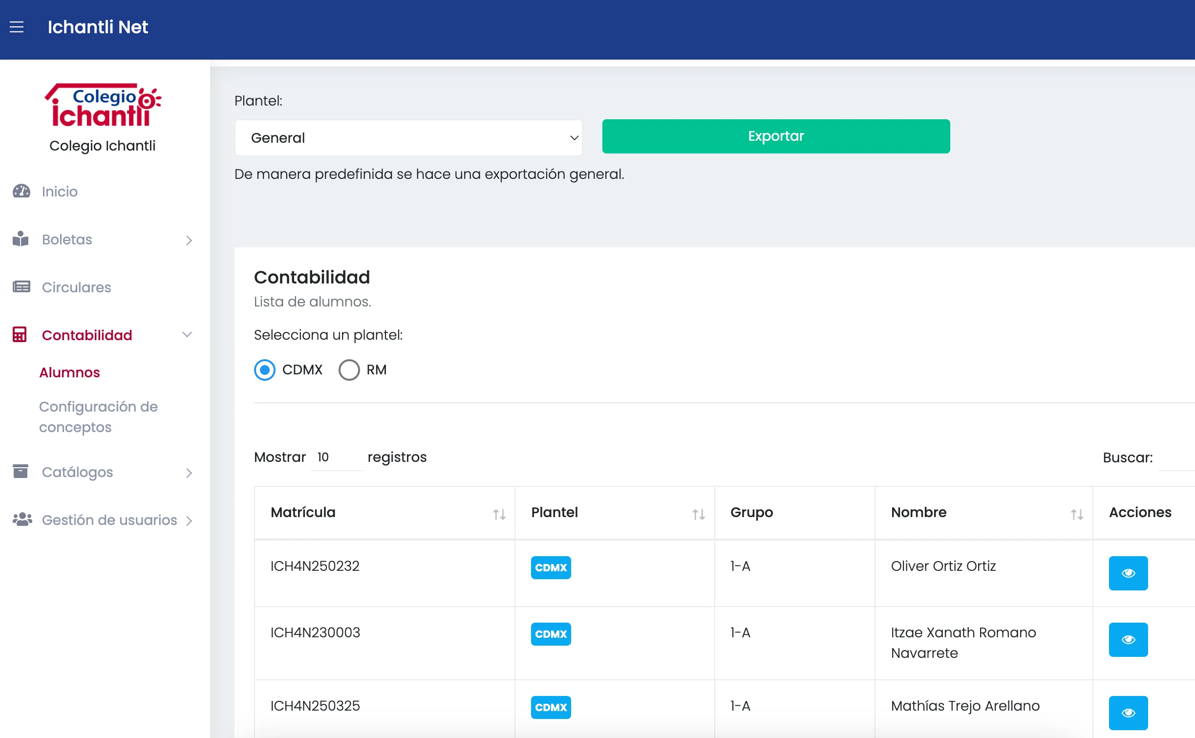 Control de pagos de colegiaturas por alumno.