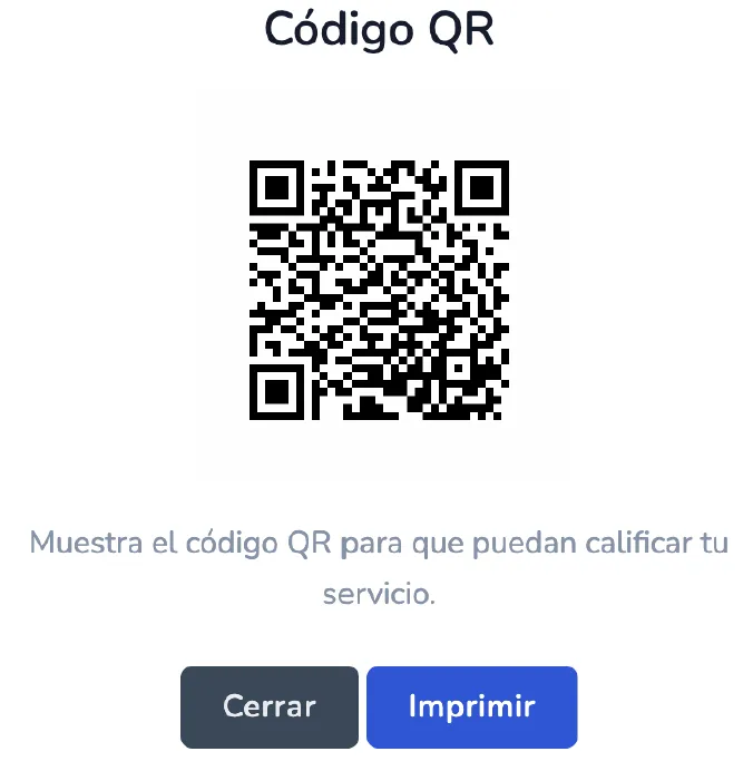 Código QR para calificar a un profesional tras el servicio en LaPropa.